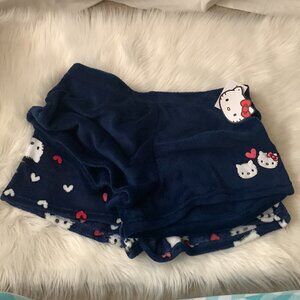 HELLO KITTY & DEAR DANIEL Plush Fleece Pajama Shorts Set of 2 Sz LARGE